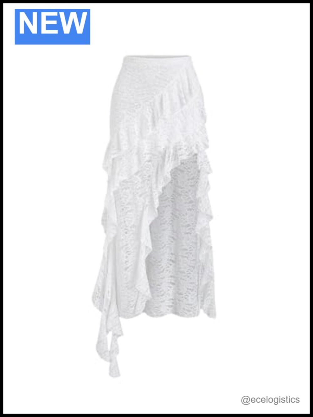 Sheer Lace Layered Asymmetrical Long Skirt | Ruffle High Slit Boho